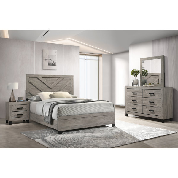 Best Quality Furniture 4 Piece Bedroom Set In Light Gray Wood Wayfair